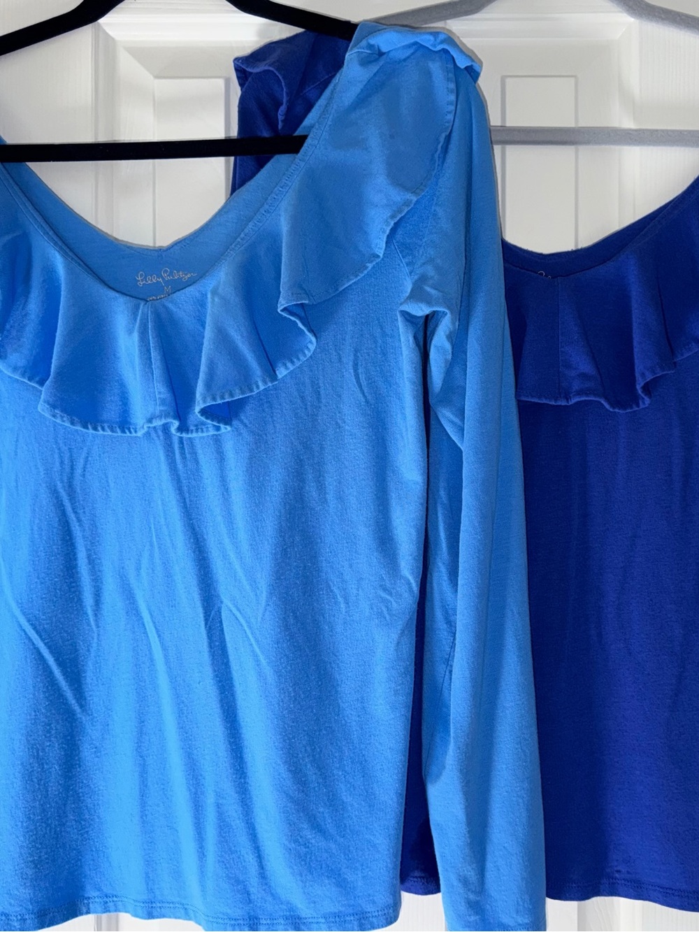 Lilly Pullitzer Bundle of 2 Alyssa Long Sleeve Tops Royal Purple & Blue Medium